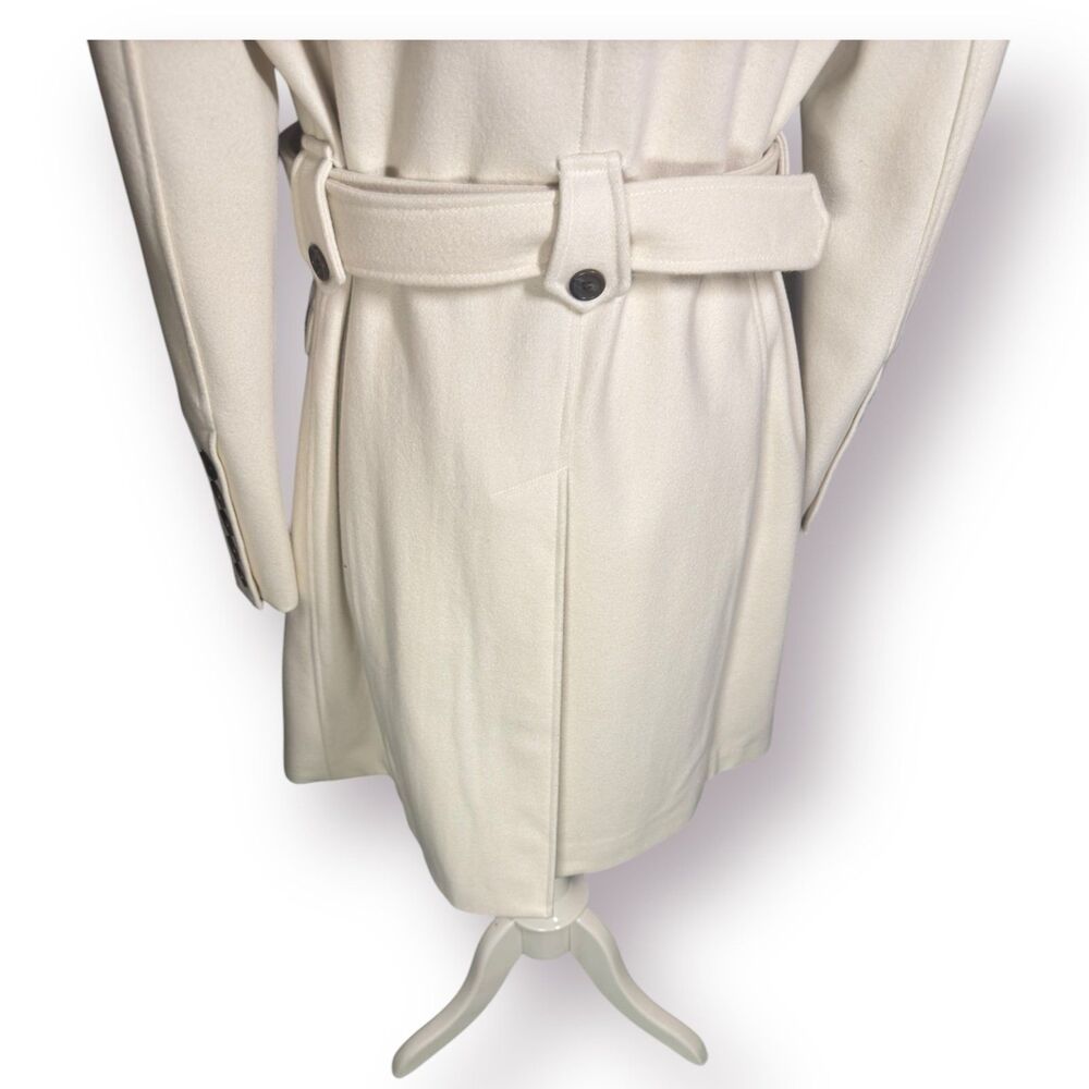 Esprit White‎ Elegant Buttoned Trench Coat with Belt Size Large Buttoned Collar - Picture 4 of 9